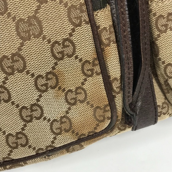 GUCCI 114552 GG Logo Backpack in Canvas/Leather, Unisex, Beige